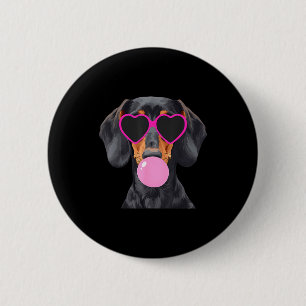 Rolig Dachshund som bär glasögon och blåser Nk-bub Knapp