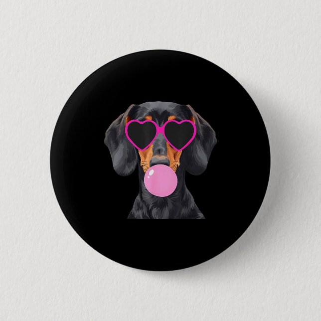 Rolig Dachshund som bär glasögon och blåser Nk-bub Knapp (Framsida)