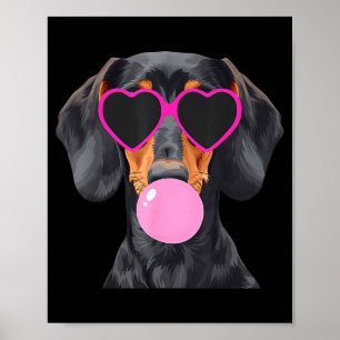 Rolig Dachshund som bär glasögon och blåser Nk-bub Poster