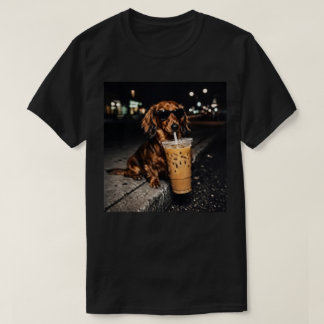 Rolig Dachshund som dricker iskaffe – söt wienerhu T Shirt