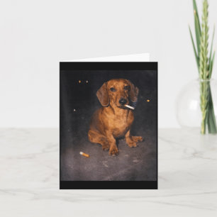 Rolig dachshund som röker meme cigarett hund meme kort