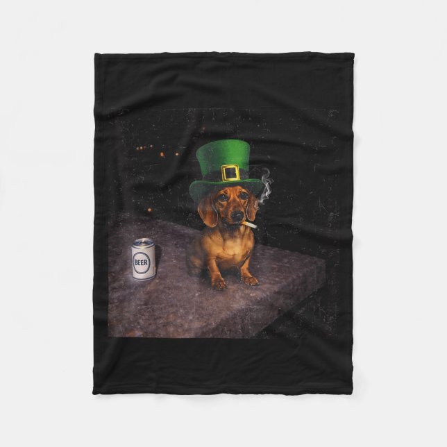 Rolig dachshund som röker meme gen z hund meme fleecefilt (Framsidan)