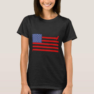 Rolig Dachshund Usa Flagga 4:e Juli Patriotisk Dox T Shirt