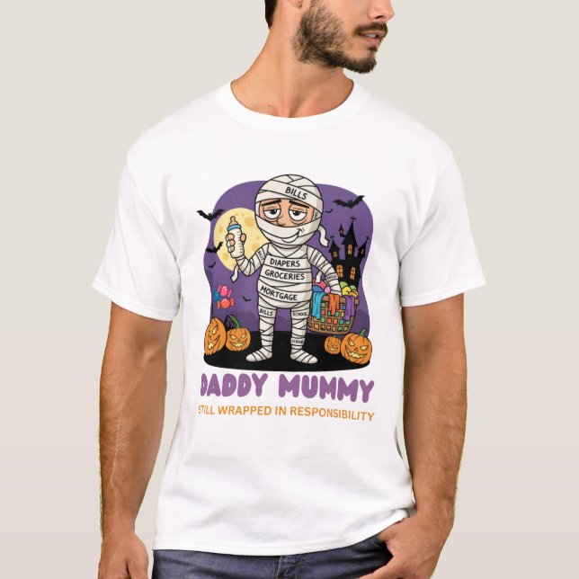 Rolig Daddy Mummy Halloween T-Shirt för Pappor (Framsida)