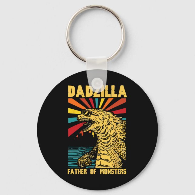 Rolig Dadzilla Far till monster Vintage pappa Nyckelring (Framsida)