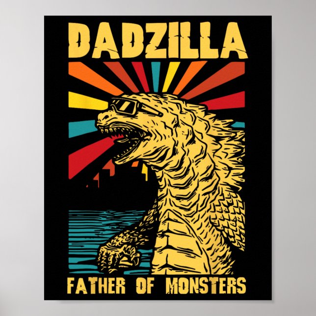 Rolig Dadzilla Far till monstret Vintage pappa Poster (Framsidan)