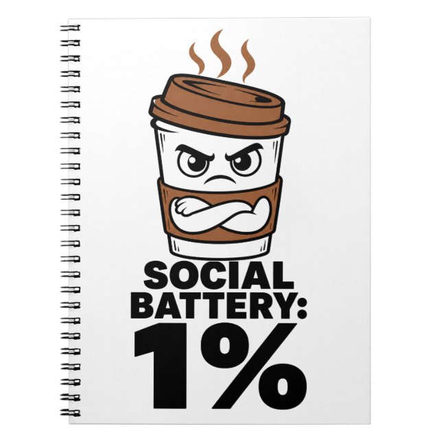 Rolig dagbok för introverta - Socialt batteri 1% Anteckningsbok (Framsidan)