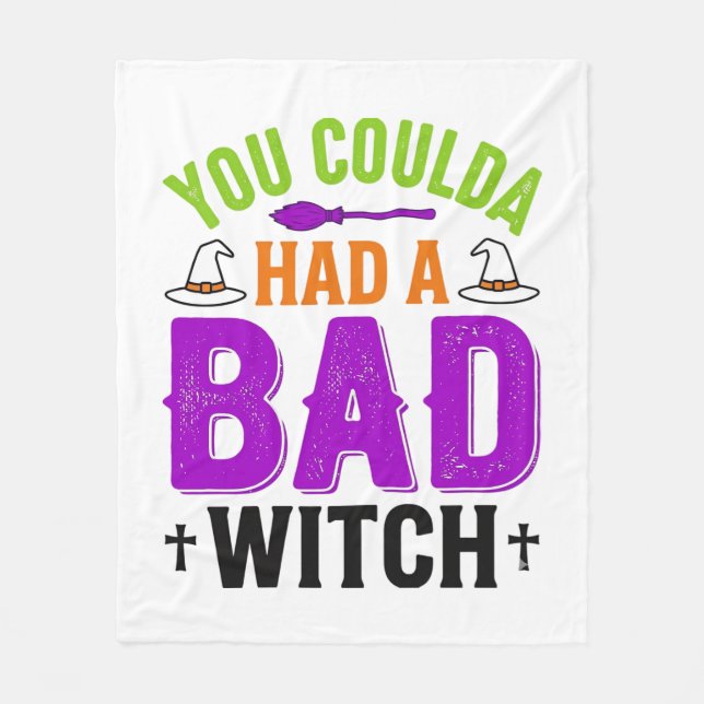 Rolig Dålig Häxa Halloween Citat Vektor Design_1 Fleecefilt (Framsidan)