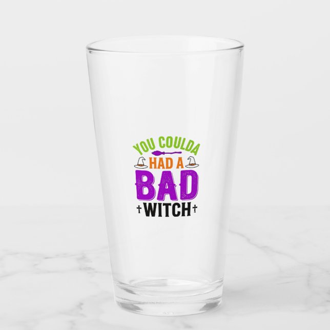 Rolig Dålig Häxa Halloween Citat Vektor Design_1 Glaskopp (Framsida)