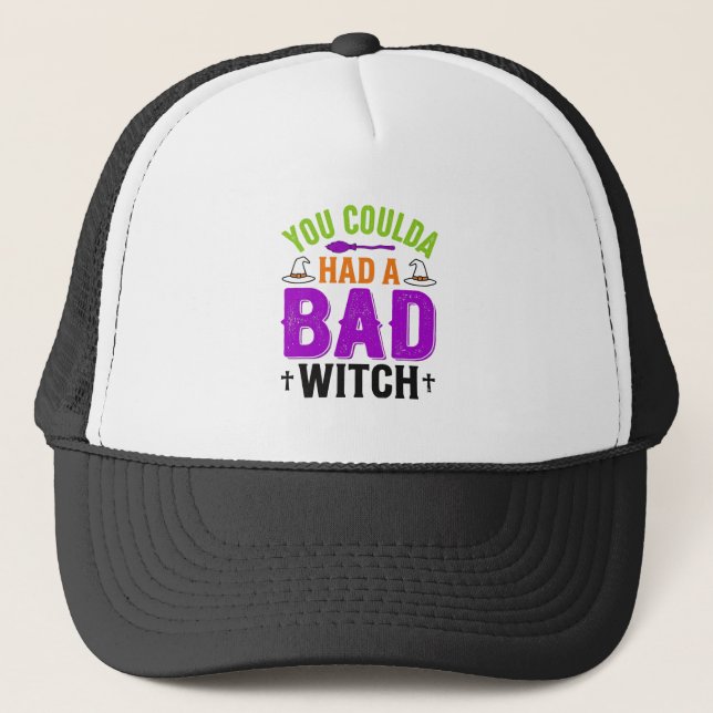 Rolig Dålig Häxa Halloween Citat Vektor Design_1 Keps (Framsida)