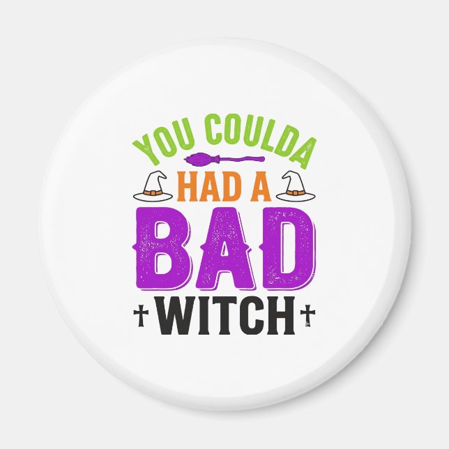 Rolig Dålig Häxa Halloween Citat Vektor Design_1 Magnet (Framsidan)