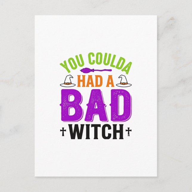 Rolig Dålig Häxa Halloween Citat Vektor Design_1 Vykort (Framsida)