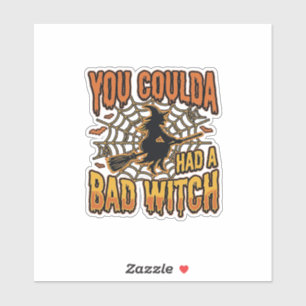 Rolig Dålig Häxa Halloween Vintage Gravyr Design Klistermärken