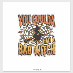 Rolig Dålig Häxa Halloween Vintage Gravyr Design Klistermärken