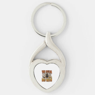 Rolig Dålig Häxa Halloween Vintage Gravyr Design Twisted Heart Silverfärgad Nyckelring