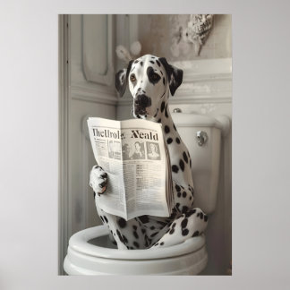 Rolig Dalmatiner Badrumstryck, Hund på Toalett Poster
