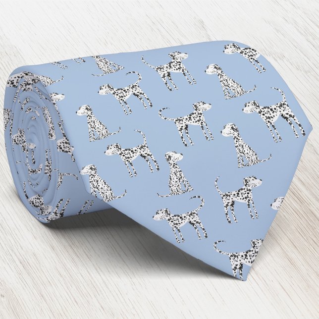 Rolig dalmatinerhund ljusblå slips (Fun Dalmatian dog neck tie for animal and puppy lovers. Perfect for Fathers Day.)