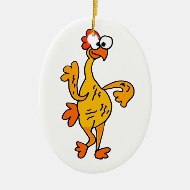 Rolig dansgummihöna julgransprydnad keramik (Framsidan)