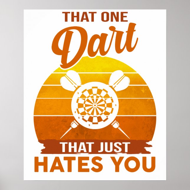 Rolig Dartande Dartspelare Den Ene Dartdesign Dar Poster (Framsidan)