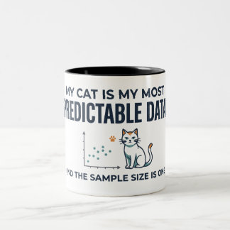 Rolig dataanalytiker katt med oförutsägbart datase Två-Tonad mugg