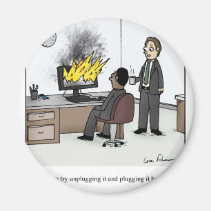 Rolig dator och teknologikontorstecknad magnet