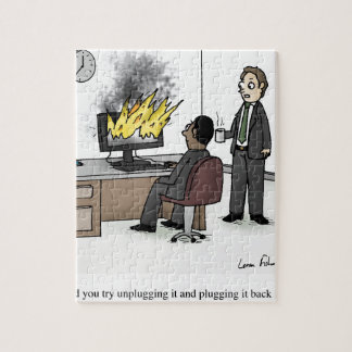 Rolig dator och teknologikontorstecknad pussel