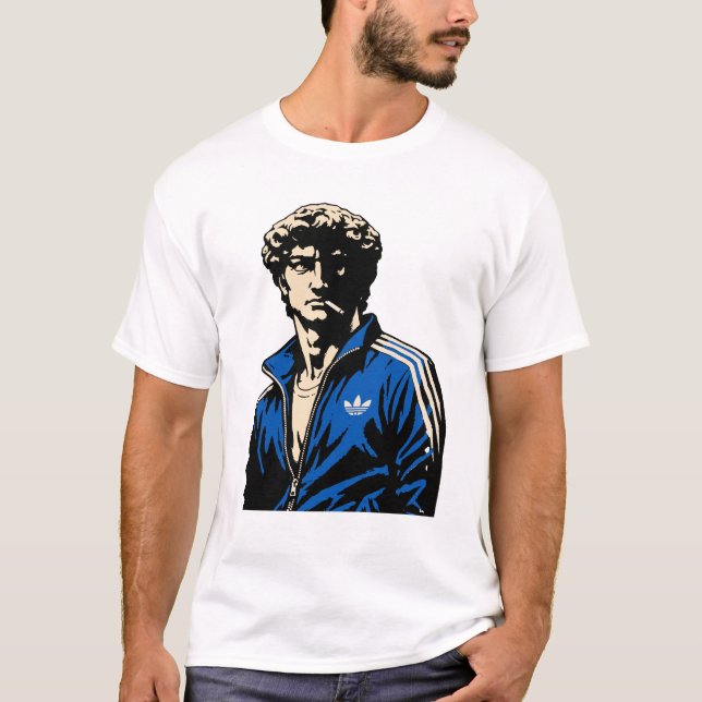 Rolig David Michelangelo-staty i träningsdräkt T Shirt (Framsida)