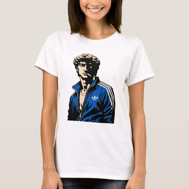 Rolig David Michelangelo-staty i träningsdräkt T Shirt (Framsida)