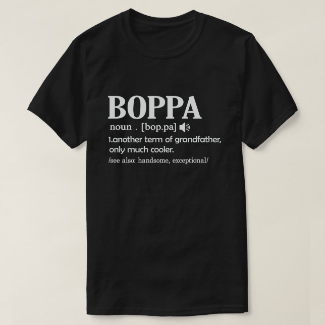 Rolig definition av Boppa Cool present till farfar T Shirt (Design framsida)