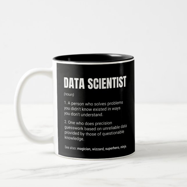 Rolig definition av data scientists arbete Två-Tonad mugg (Vänster)