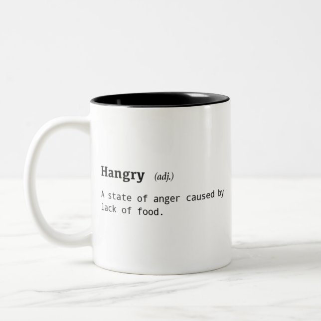 Rolig definition av den Hangry kaffemuggen Två-Tonad Mugg (Vänster)