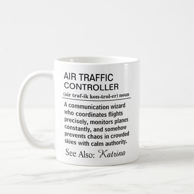 Rolig definition av flygtrafikledare kaffemugg (Vänster)