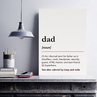 Rolig definition av pappa barnens namn svart och v poster