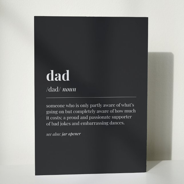 Rolig definition av pappa i svart kort (Skapare uppladdad)