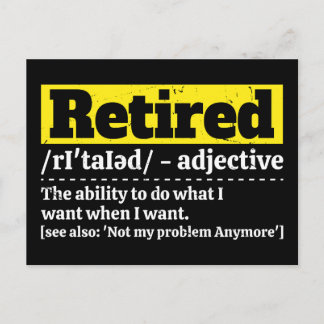 Rolig definition av pensionär Humor Pensionärsgåva Vykort