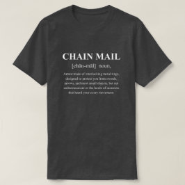 Rolig definition av ringbrynja med vit text t shirt
