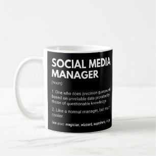 Rolig definition av sociala medier chef marknadsfö kaffemugg
