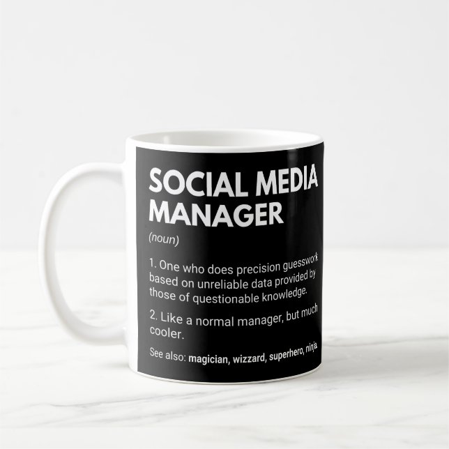 Rolig definition av sociala medier chef marknadsfö kaffemugg (Vänster)