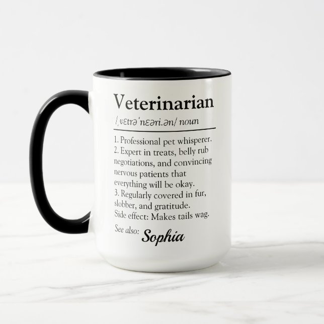 Rolig definition av veterinär Djurälskare Citat Mugg (Vänster)