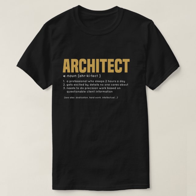 Rolig definition för ARKITEKT med gul färg T Shirt (Design framsida)