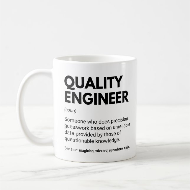 Rolig definition för kvalitetsingenjör kaffemugg (Vänster)