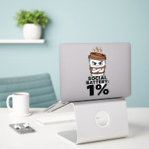 Rolig dekal för introverta - Socialt Batteri 1%