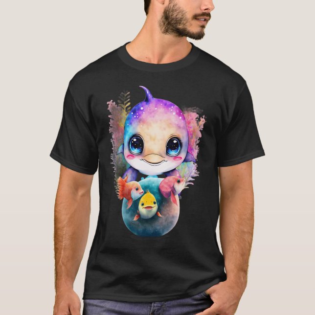 Rolig delfin och fiskvänner t shirt (Framsida)