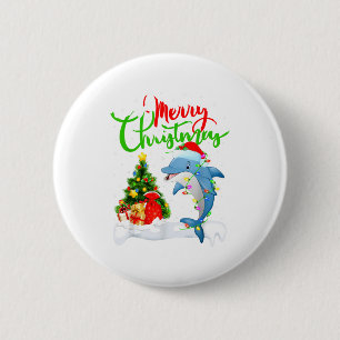 Rolig delfinfisk älskare Xmas belysning delfin Jul Knapp