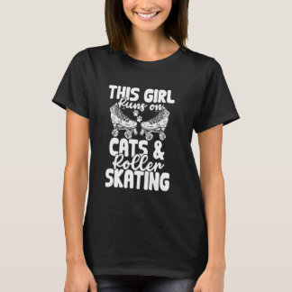 Rolig Den Här Flickan Kör På Katter Och Rullskrids T Shirt
