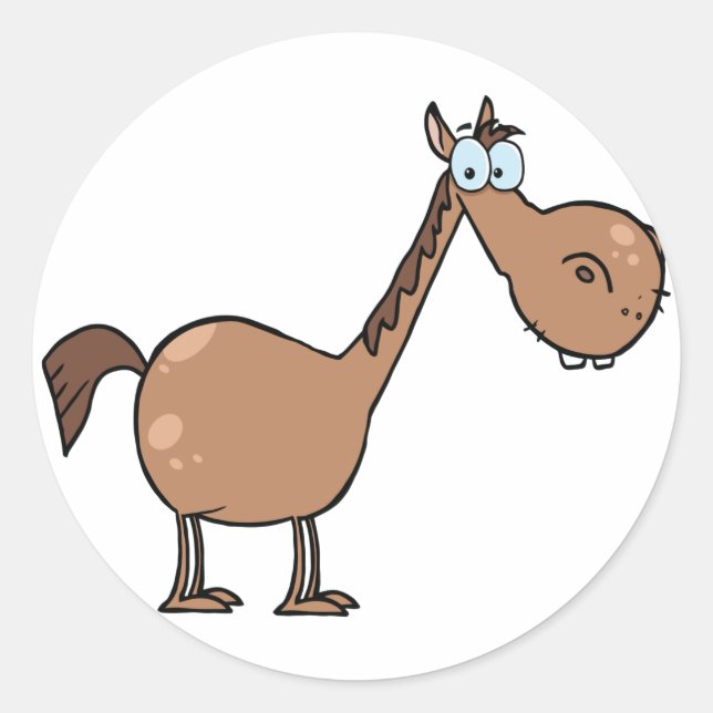 Rolig Derpy Häst Tokig Brun Hingst Runt Klistermärke (Framsida)