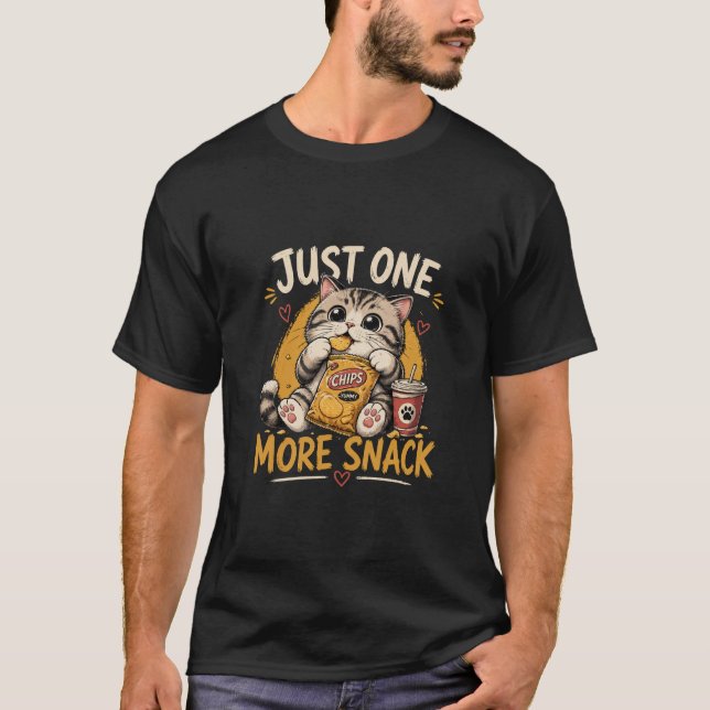 Rolig design av katt som älskar snacks t shirt (Framsida)