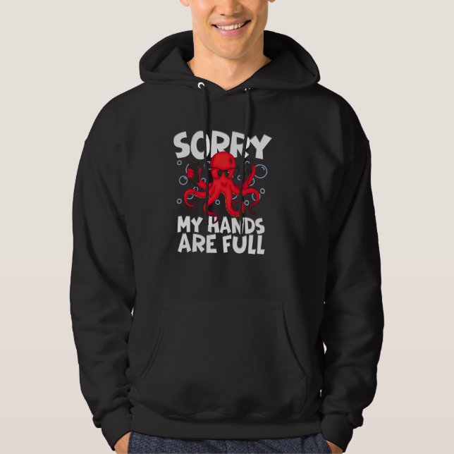 Rolig Design–Cool Bläckfisk som Håller Telefoner Hoodie (Framsida)