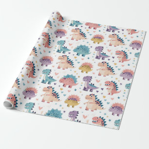 Rolig design färgglatt dinosauriemönster presentpapper