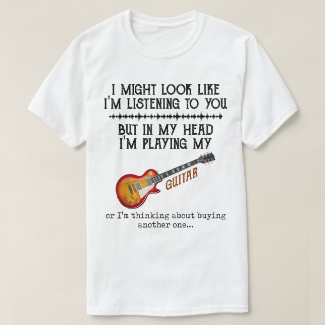 Rolig design för gitarrspelare med humor t shirt (Design framsida)